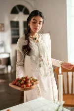 Pakistani clothing brands qalamkar luxury lawn eid edit collection 2025, unstitched 3 piece suit, sb-10 Nadia, front shirt