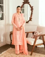 Pakistani clothing brands qalamkar luxury lawn eid edit collection 2025, unstitched 3 piece suit, sb-12 Jafa, front