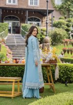 Pakistani clothing brands eshaisha festive lawn embroidered collection 2025, unstitched 3 piece embroidered suit, EA-LL-5541, back