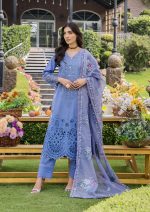 Pakistani clothing brands eshaisha festive lawn embroidered collection 2025, unstitched 3 piece embroidered suit, EA-LL-5543, front