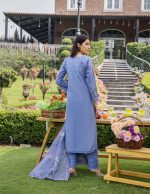 Pakistani clothing brands eshaisha festive lawn embroidered collection 2025, unstitched 3 piece embroidered suit, EA-LL-5543, back