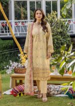 Pakistani clothing brands eshaisha festive lawn embroidered collection 2025, unstitched 3 piece embroidered suit, EA-LL-5544, front