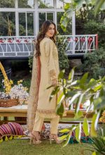 Pakistani clothing brands eshaisha festive lawn embroidered collection 2025, unstitched 3 piece embroidered suit, EA-LL-5544, back