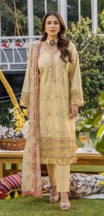 Pakistani clothing brands eshaisha festive lawn embroidered collection 2025, unstitched 3 piece embroidered suit, EA-LL-5544, salwar kameez and dupatta