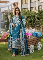 Pakistani clothing brands eshaisha festive lawn embroidered collection 2025, unstitched 3 piece embroidered suit, EA-LL-5545, front