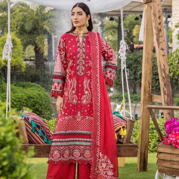 Pakistani clothing brands eshaisha festive lawn embroidered collection 2025, unstitched 3 piece embroidered suit, EA-LL-5547, salwar kameez and dupatta