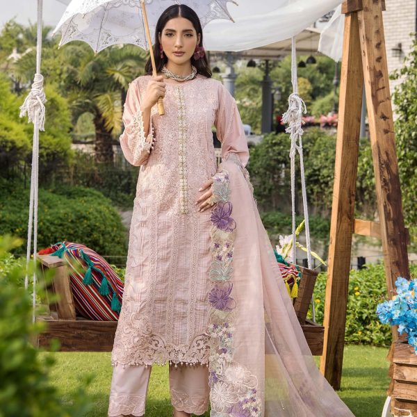 Pakistani clothing brands eshaisha festive lawn embroidered collection 2025, unstitched 3 piece embroidered suit, EA-LL-5548, salwar kameez and dupatta