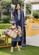 Pakistani clothing brands eshaisha festive lawn embroidered collection 2025, unstitched 3 piece embroidered suit, EA-LL-5549, salwar kameez and dupatta