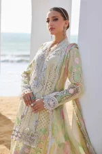 Pakistani clothing brands maria b lawn eid collection 2025, yellow unstitched 3 piece embroidered suit, el-25-04, dupatta style