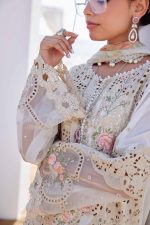 Pakistani clothing brands maria b lawn eid collection 2025, off white unstitched 3 piece embroidered suit, el-25-07, sleeves embroidey