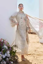 Pakistani clothing brands maria b lawn eid collection 2025, off white unstitched 3 piece embroidered suit, el-25-07, salwar kameez & dupatta