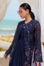 Pakistani clothing brands maria b lawn eid collection 2025, navy unstitched 3 piece embroidered suit, el-25-10, shirt neck design
