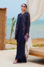 Pakistani clothing brands maria b lawn eid collection 2025, navy unstitched 3 piece embroidered suit, el-25-10, salwar kameez