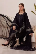 Pakistani clothing brands maria b lawn eid collection 2025, unstitched 3 piece embroidered suit, black, el-25-03, salwar kameez & dupatta