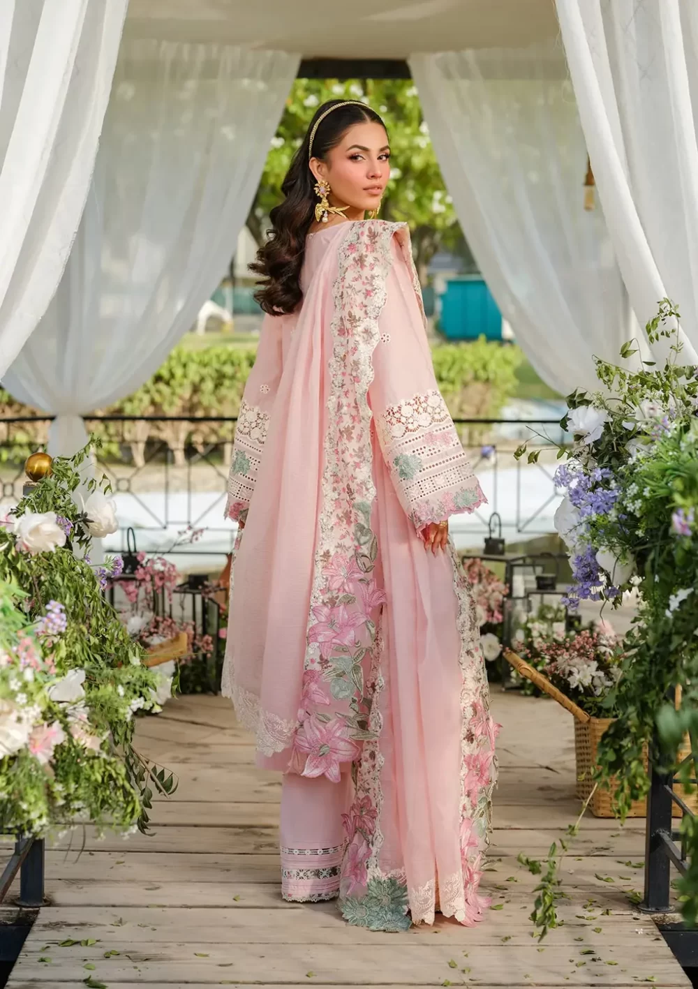 Elaf Premium Luxury Lawn Collection 2025 | ELH-1A PISTACIAELH-1B SOPHIA, 3-piece Pakistani designer lawn suits in the UK- Zee Collections. back