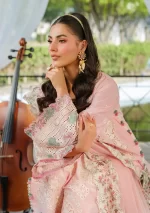 Elaf Premium Luxury Lawn Collection 2025 | ELH-1A PISTACIAELH-1B SOPHIA, 3-piece Pakistani designer lawn suits in the UK- Zee Collections. sleeves