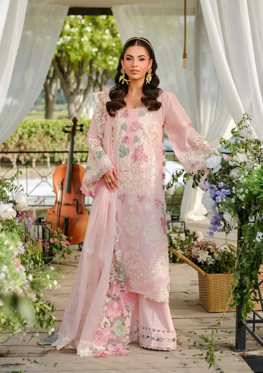 Elaf Premium Luxury Lawn Collection 2025 | ELH-1A PISTACIAELH-1B SOPHIA, 3-piece Pakistani designer lawn suits in the UK- Zee Collections. salwar kameez and dupatta