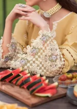Elaf Premium Luxury Lawn Collection 2025 | ELH-4A DANDELION, 3-piece Pakistani designer lawn suits in the UK- Zee Collections. sleeves