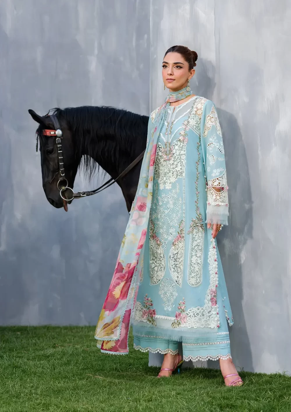 Elaf Premium Luxury Lawn Collection 2025 | ELH-5B ELYA, 3-piece Pakistani designer lawn suits in the UK- Zee Collections. FRONT