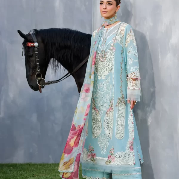 Elaf Premium Luxury Lawn Collection 2025 | ELH-5B ELYA, 3-piece Pakistani designer lawn suits in the UK- Zee Collections. FRONT