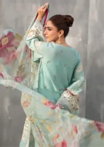 Elaf Premium Luxury Lawn Collection 2025 | ELH-5B ELYA, 3-piece Pakistani designer lawn suits in the UK- Zee Collections. sleeves and dupatta