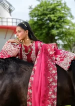 Elaf Premium Luxury Lawn Collection 2025 | ELH-6B JULIET, 3-piece Pakistani designer lawn suits in the UK- Zee Collections. sleeves and dupatta