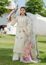 Elaf Premium Luxury Lawn Collection 2025 | ELH-7A WHITE EMPRESS, 3-piece Pakistani designer lawn suits in the UK- Zee Collections. FRONT