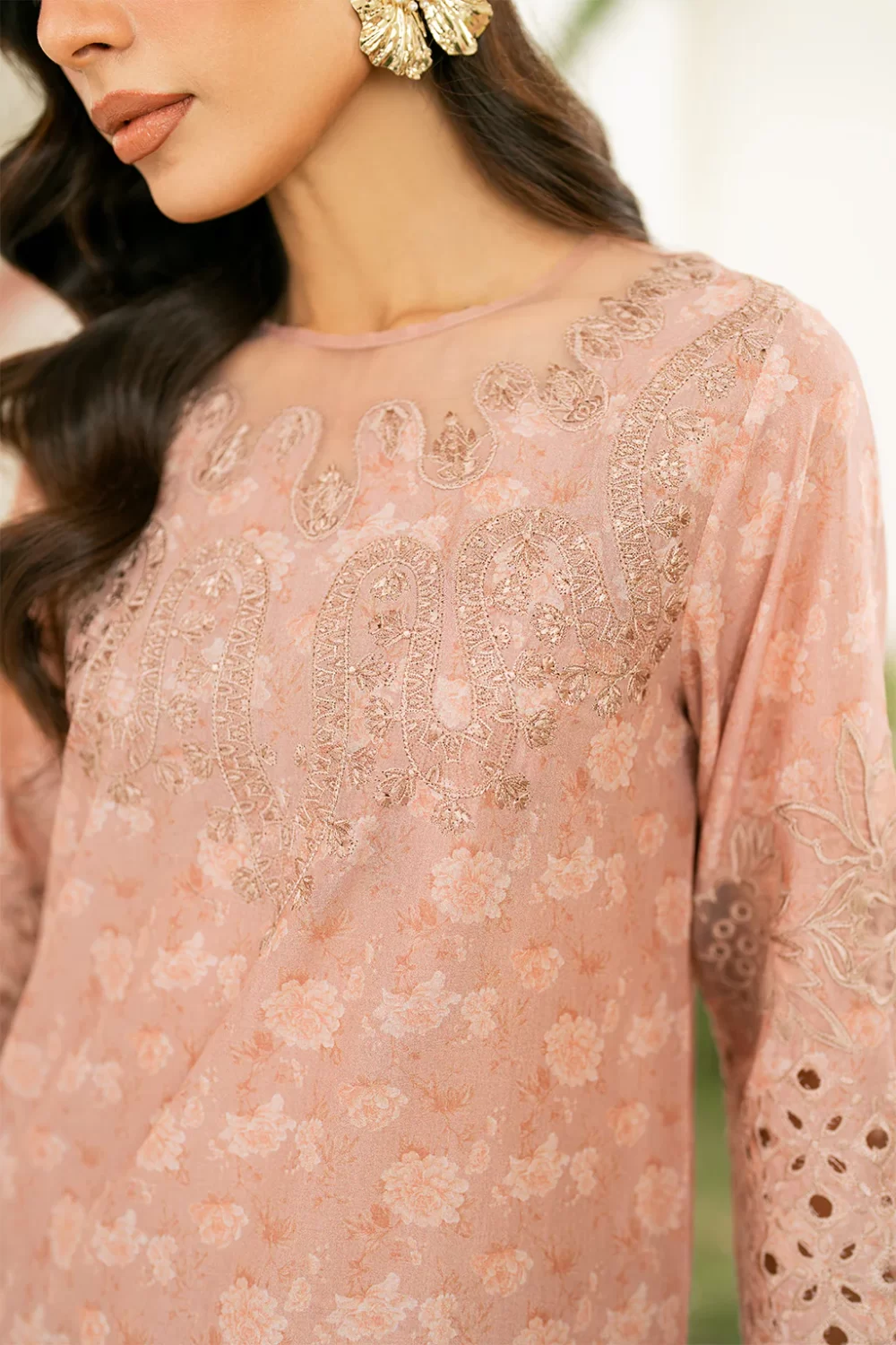 Iznik Festive Edition 2025 | IFE-12, 3-piece Pakistani designer lawn suits in the UK- Zee Collections. front neck design