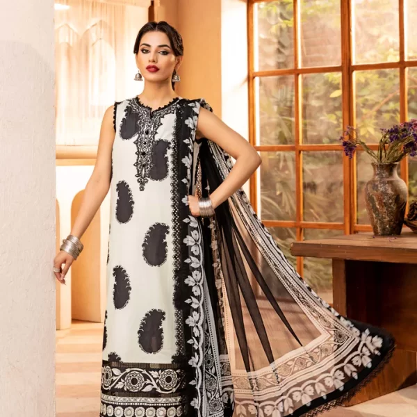 Pakistani clothing brands Maria B M. Basics Unstitched Eid II Lawn 25’, unstitched 3-piece lawn suit, MB-D-11B, front