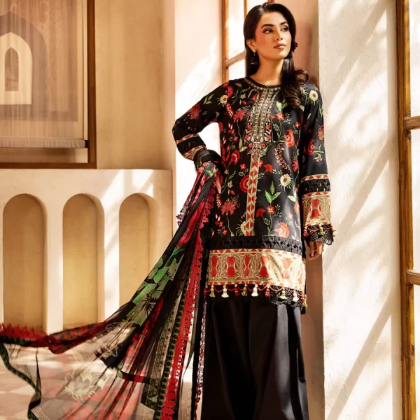 Pakistani clothing brands Maria B M. Basics Unstitched Eid II Lawn 25’, unstitched 3-piece lawn suit, MB-D-01A, front