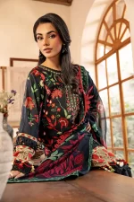 Pakistani clothing brands Maria B M. Basics Unstitched Eid II Lawn 25’, unstitched 3-piece lawn suit, MB-D-01A, front shirt
