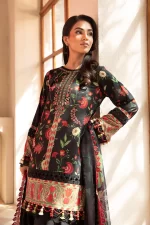 Pakistani clothing brands Maria B M. Basics Unstitched Eid II Lawn 25’, unstitched 3-piece lawn suit, MB-D-01A, front shirt design