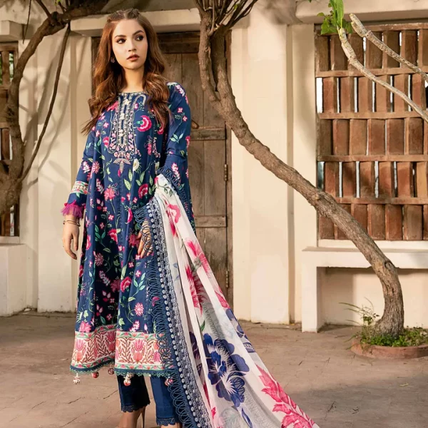 Pakistani clothing brands Maria B M. Basics Unstitched Eid II Lawn 25’, unstitched 3-piece lawn suit, MB-D-01b, front