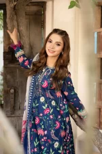 Pakistani clothing brands Maria B M. Basics Unstitched Eid II Lawn 25’, unstitched 3-piece lawn suit, MB-D-01b, front shirt