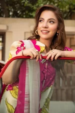 Pakistani clothing brands Maria B M. Basics Unstitched Eid II Lawn 25’, unstitched 3-piece lawn suit, MB-D-02b, front dupatta