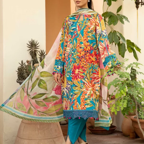 Pakistani clothing brands Maria B M. Basics Unstitched Eid II Lawn 25’, unstitched 3-piece lawn suit, MB-D-03a, front