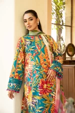 Pakistani clothing brands Maria B M. Basics Unstitched Eid II Lawn 25’, unstitched 3-piece lawn suit, MB-D-03a, front shirt design