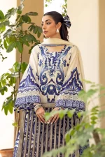 Pakistani clothing brands Maria B M. Basics Unstitched Eid II Lawn 25’, unstitched 3-piece lawn suit, MB-D-04a, front shirt