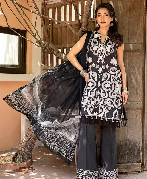 Pakistani clothing brands Maria B M. Basics Unstitched Eid II Lawn 25’, unstitched 3-piece lawn suit, MB-D-04B, front