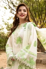 Pakistani clothing brands Maria B M. Basics Unstitched Eid II Lawn 25’, unstitched 3-piece lawn embroidered suit, MB-D-06B, sleeves design