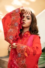 Pakistani clothing brands Maria B M. Basics Unstitched Eid II Lawn 25’, unstitched 3-piece lawn suit, MB-D-07a, sleeves embroidery