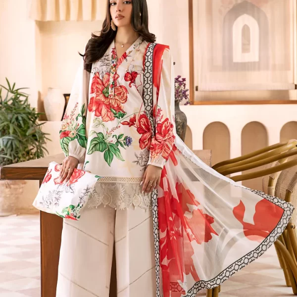 Pakistani clothing brands Maria B M. Basics Unstitched Eid II Lawn 25’, unstitched 3-piece lawn suit, MB-D-067b, front
