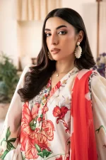 Pakistani clothing brands Maria B M. Basics Unstitched Eid II Lawn 25’, unstitched 3-piece lawn suit, MB-D-067b, front shirt