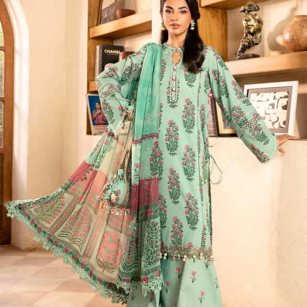 Pakistani clothing brands Maria B M. Basics Unstitched Eid II Lawn 25’, unstitched 3-piece lawn suit, MB-D-08B, front