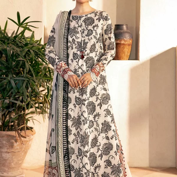 Pakistani clothing brands Maria B M. Basics Unstitched Eid II Lawn 25’, unstitched 3-piece lawn suit, MB-D-09A, front