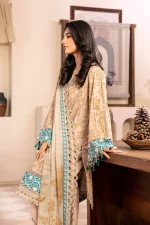 Pakistani clothing brands Maria B M. Basics Unstitched Eid II Lawn 25’, unstitched 3-piece lawn suit, MB-D-09B, side look