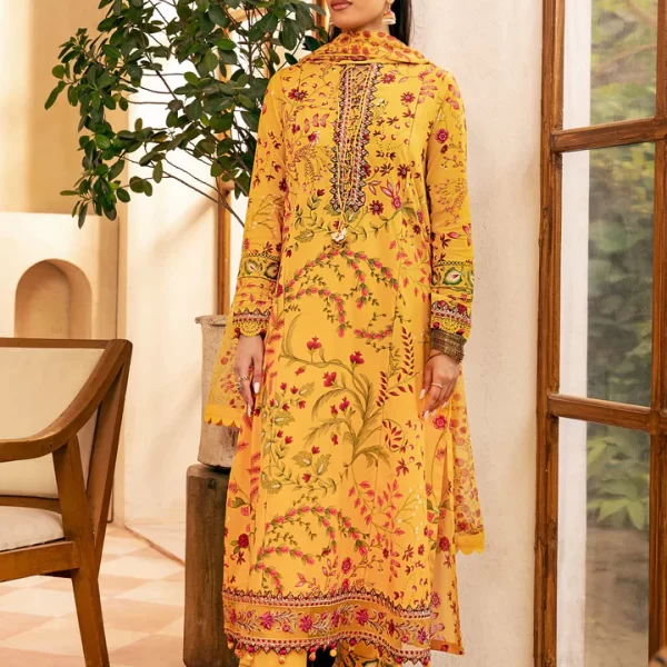 Pakistani clothing brands Maria B M. Basics Unstitched Eid II Lawn 25’, unstitched 3-piece lawn suit, MB-D-12A, front