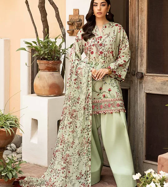 Pakistani clothing brands Maria B M. Basics Unstitched Eid II Lawn 25’, unstitched 3-piece lawn suit, MB-D-12b, front