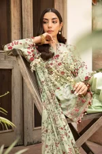 Pakistani clothing brands Maria B M. Basics Unstitched Eid II Lawn 25’, unstitched 3-piece lawn suit, MB-D-12b, shirt and dupatta