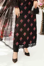 Pakistani clothing brands Maria B M.Prints Unstitched Eid II 2025’, 3-piece lawn suit, MPT-2601-B, front shirt daman and trouser design